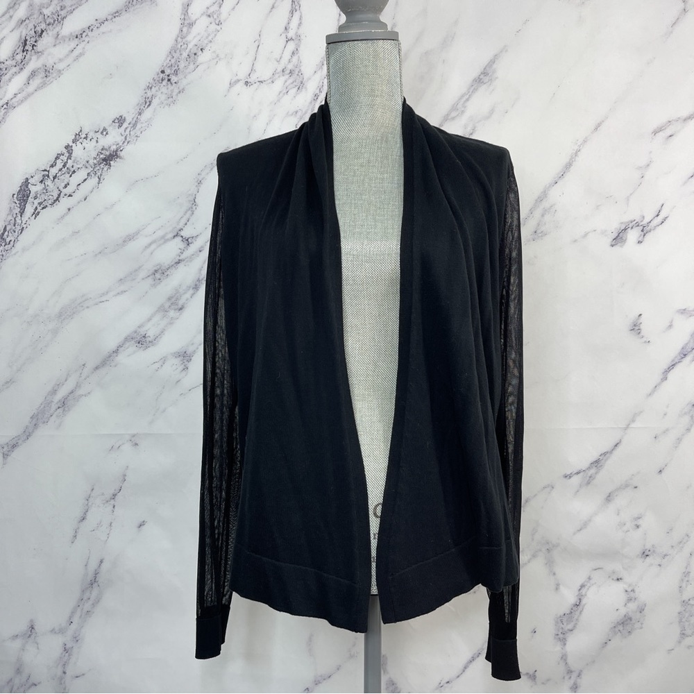 Vince Camuto | Black Knit Cardigan w/ Long Sheer Sleeves | M